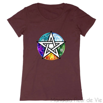 T-Shirt Femme Pentagramme 5 Eléments - Mandala Fleur de vie