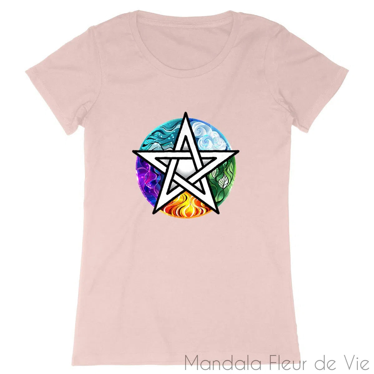 T-Shirt Femme Pentagramme 5 Eléments - Mandala Fleur de vie