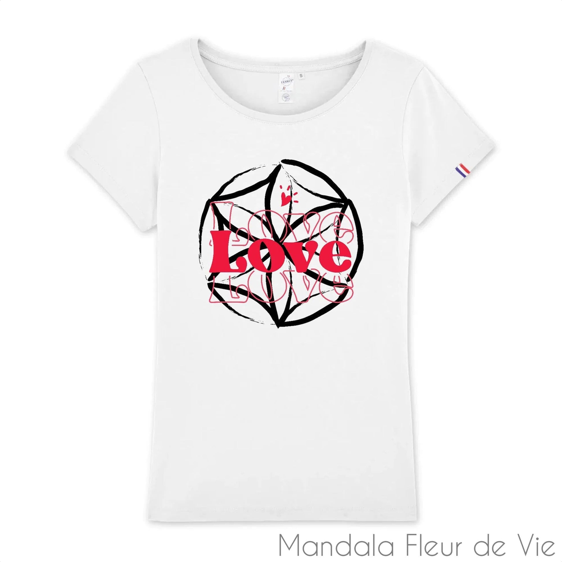 T Shirt Femme "Love Vibration" - Mandala Fleur de vie