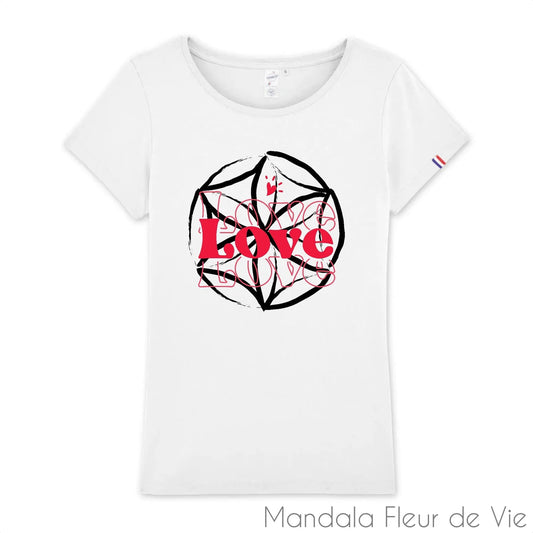 T Shirt Femme "Love Vibration" - Mandala Fleur de vie