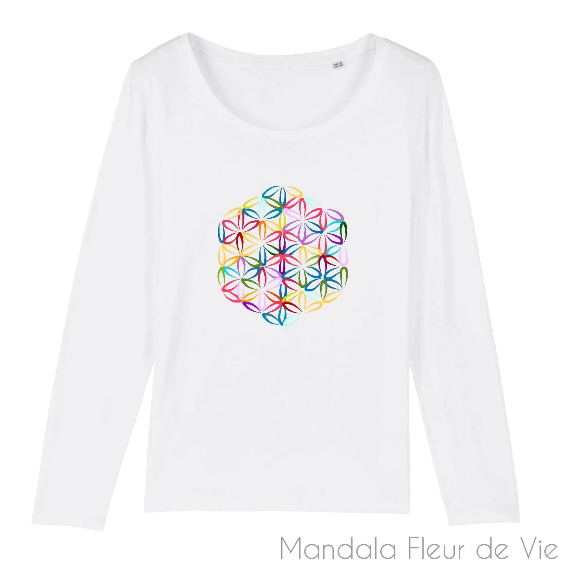 T Shirt Fleur de Vie Couleur manches longues Mandala Fleur de Vie Mandala Fleur de vie
