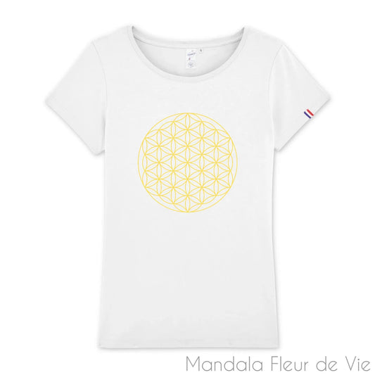 T Shirt Fleur de Vie Jaune Or, Made in France