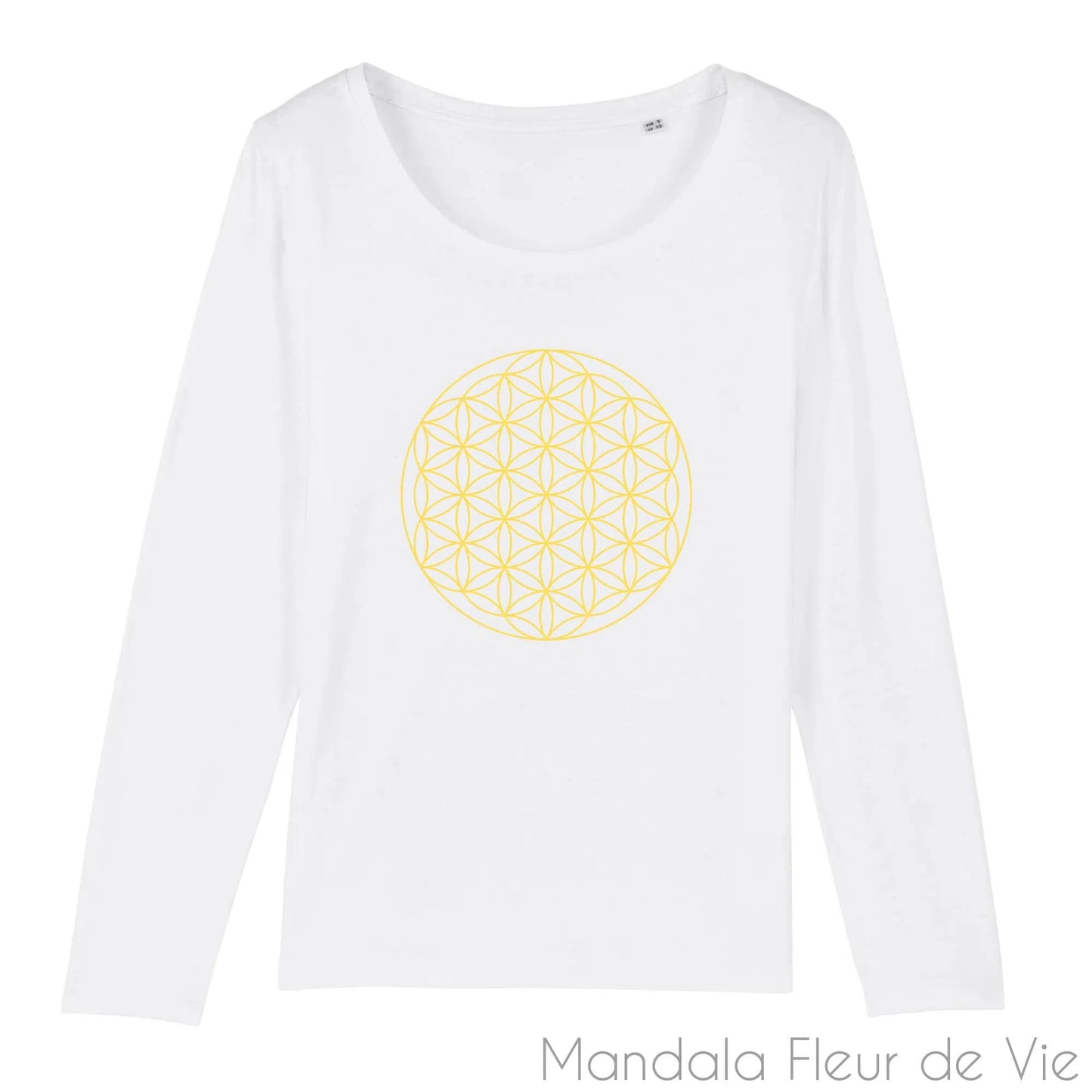 T Shirt Fleur de Vie Jaune Or, manches longues