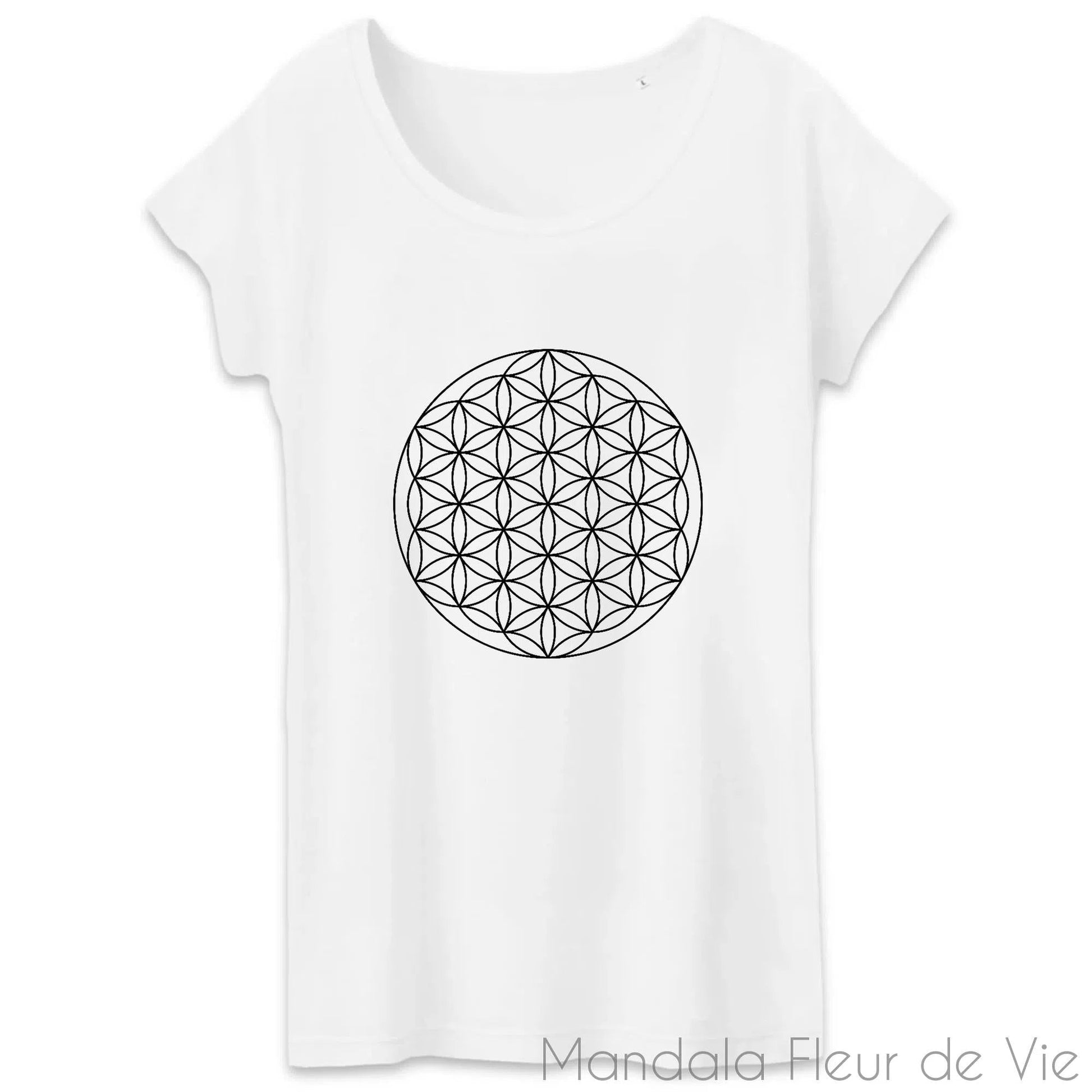 T Shirt Fleur de Vie Noire - Mandala Fleur de vie