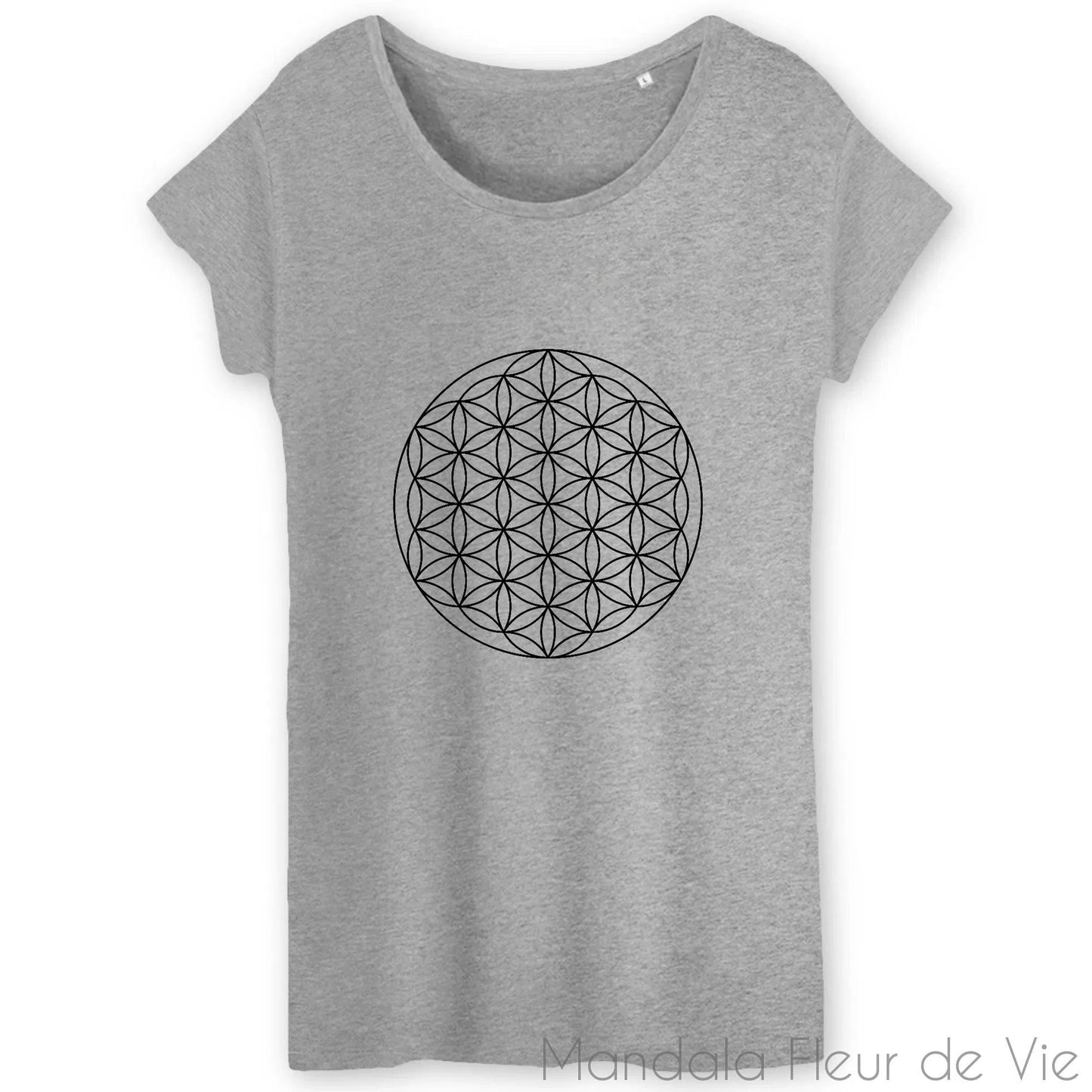 T Shirt Fleur de Vie Noire - Mandala Fleur de vie