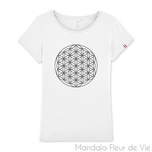 T Shirt Fleur de Vie Noire, made in France