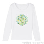 T Shirt Fleur de Vie Verte Manches Longues - Mandala Fleur de vie
