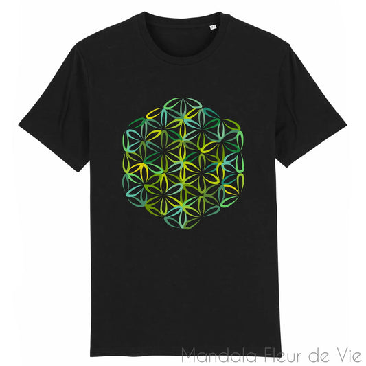 T Shirt Fleur de Vie Verte - Mandala Fleur de vie