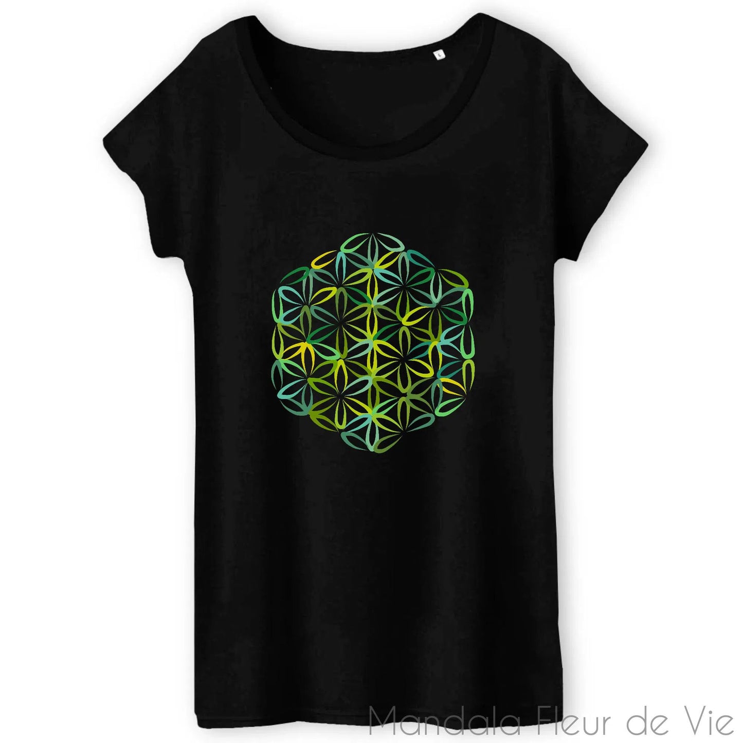 T Shirt Fleur de Vie Verte - Mandala Fleur de vie