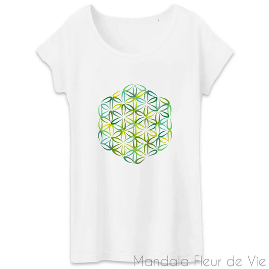 T Shirt Fleur de Vie Verte - Mandala Fleur de vie