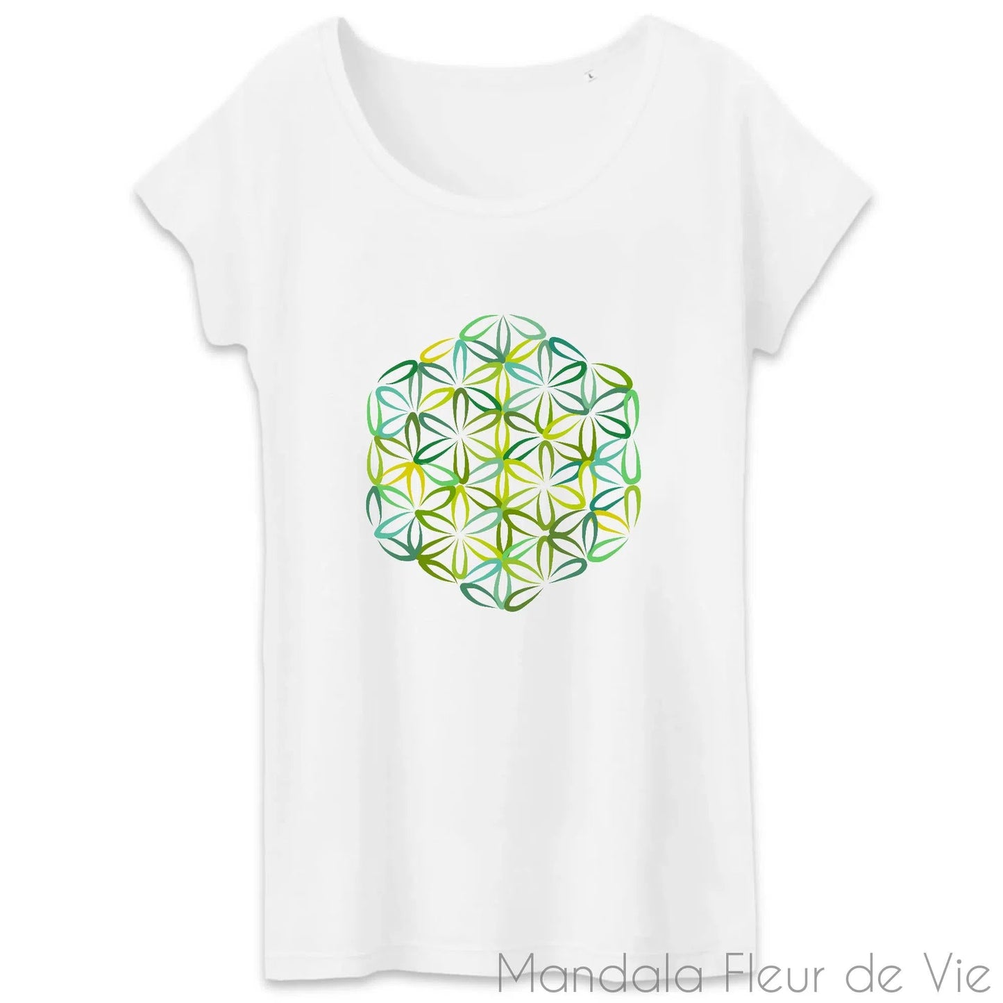 T Shirt Fleur de Vie Verte - Mandala Fleur de vie