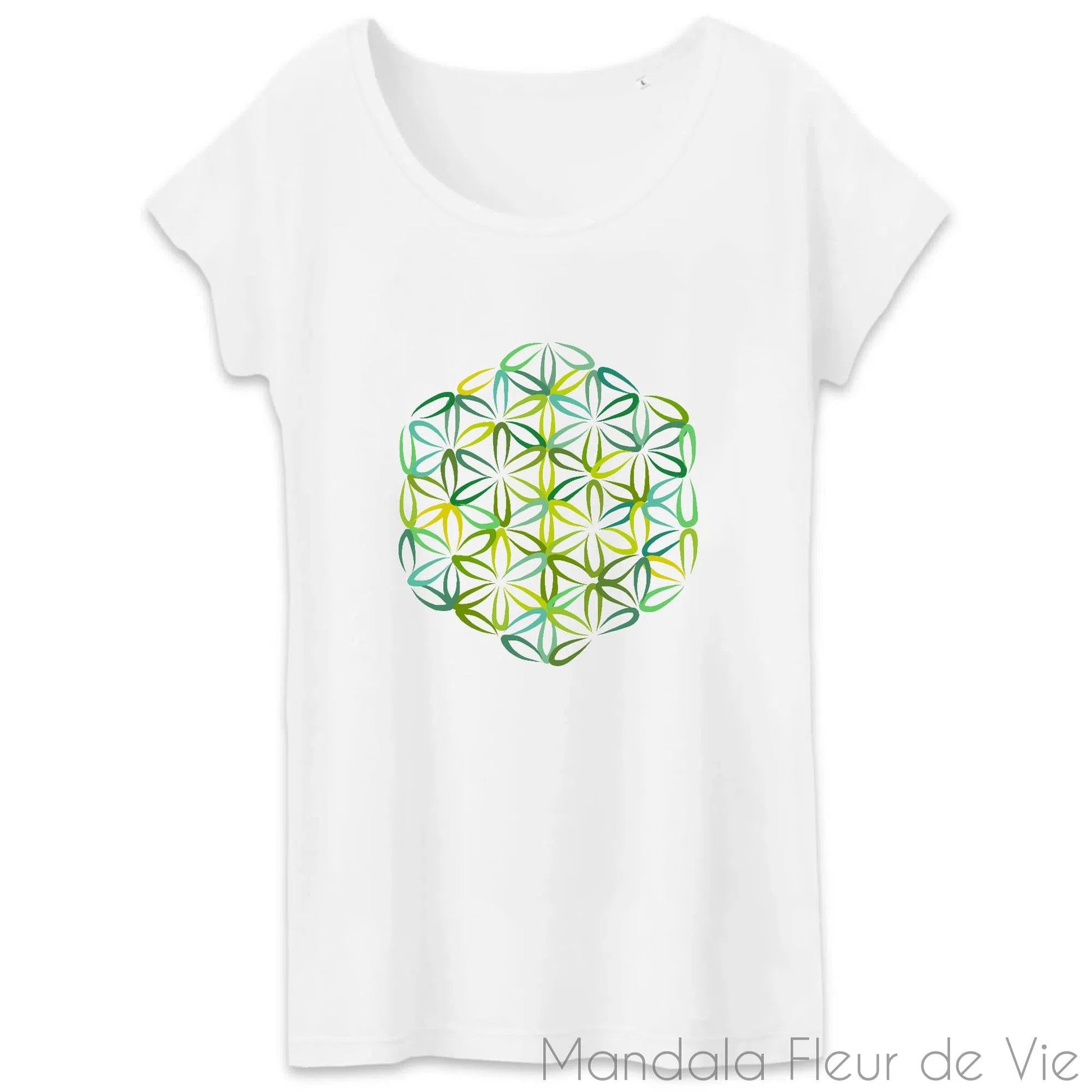 T Shirt Fleur de Vie Verte - Mandala Fleur de vie