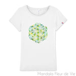 T Shirt Fleur de Vie Verte, made in France - Mandala Fleur de vie