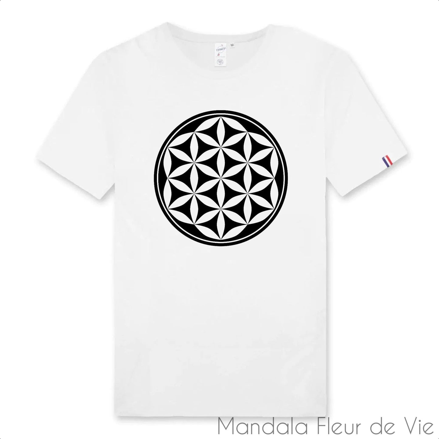 T Shirt Homme Mandala Fleur de Vie 100% Français - Mandala Fleur de vie