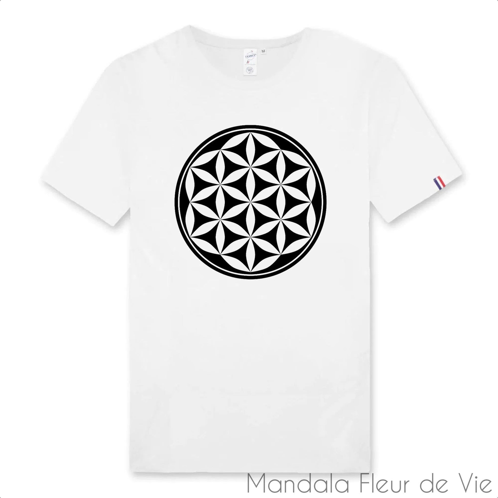 T Shirt Homme Mandala Fleur de Vie 100% Français - Mandala Fleur de vie