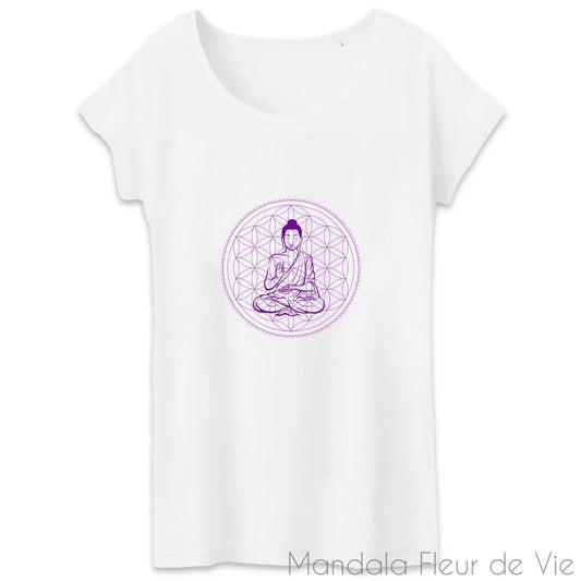 T Shirt Mandala Fleur de Vie Violette "Bouddha"