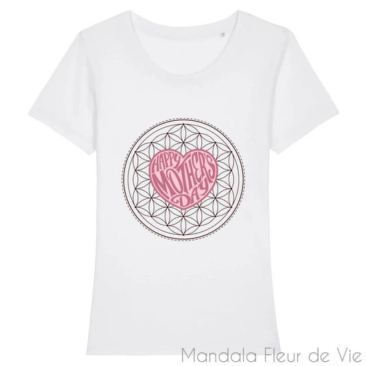 T Shirt Mandala Fleur de Vie "Happy Mother's Day"