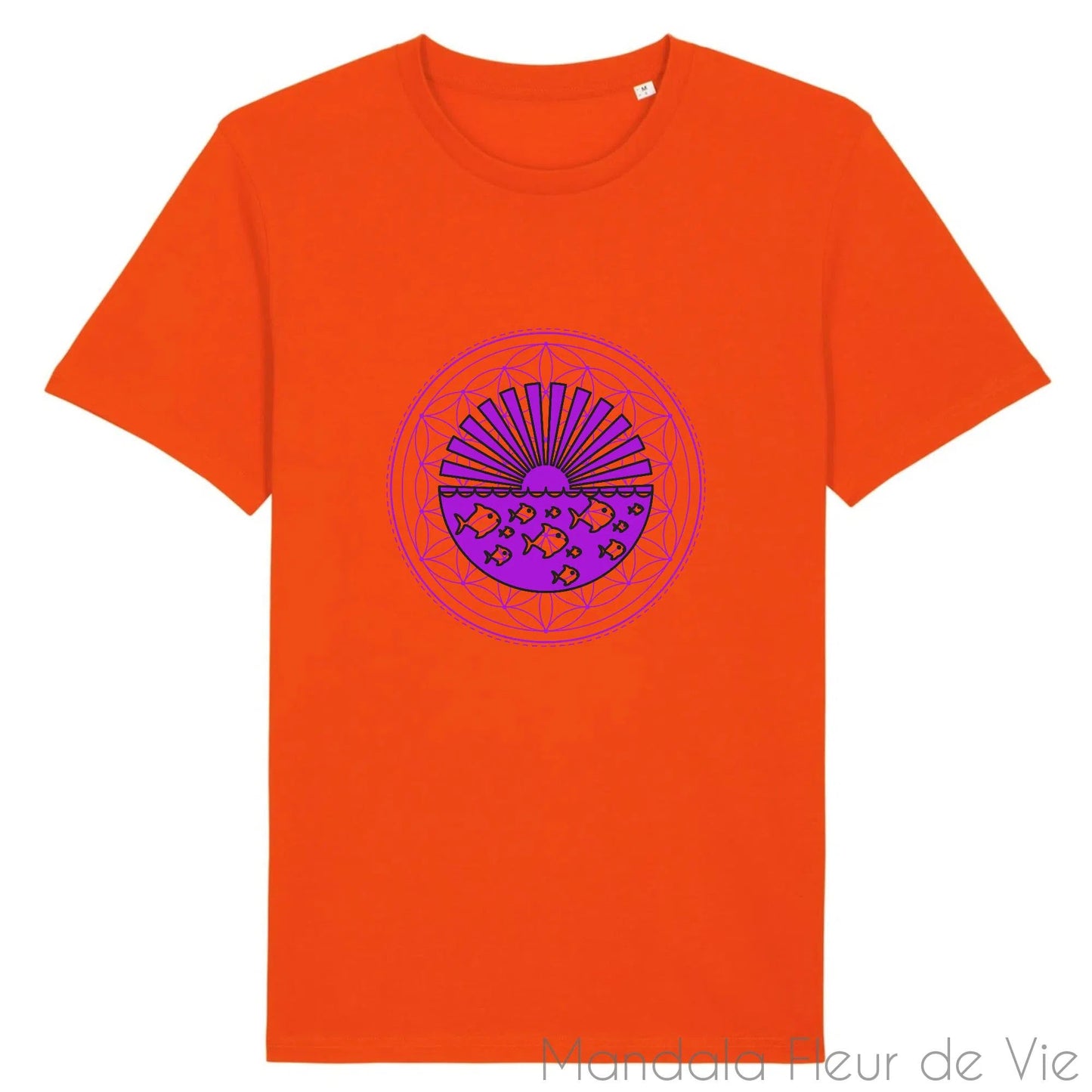 T Shirt en Coton Bio Mandala Fleur de Vie Coucher de Soleil