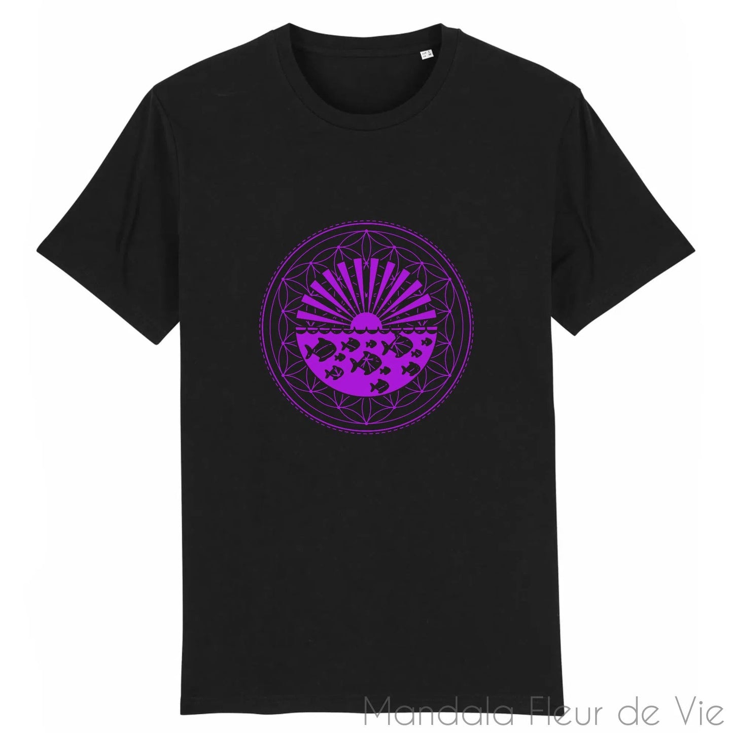 T Shirt en Coton Bio Mandala Fleur de Vie Coucher de Soleil