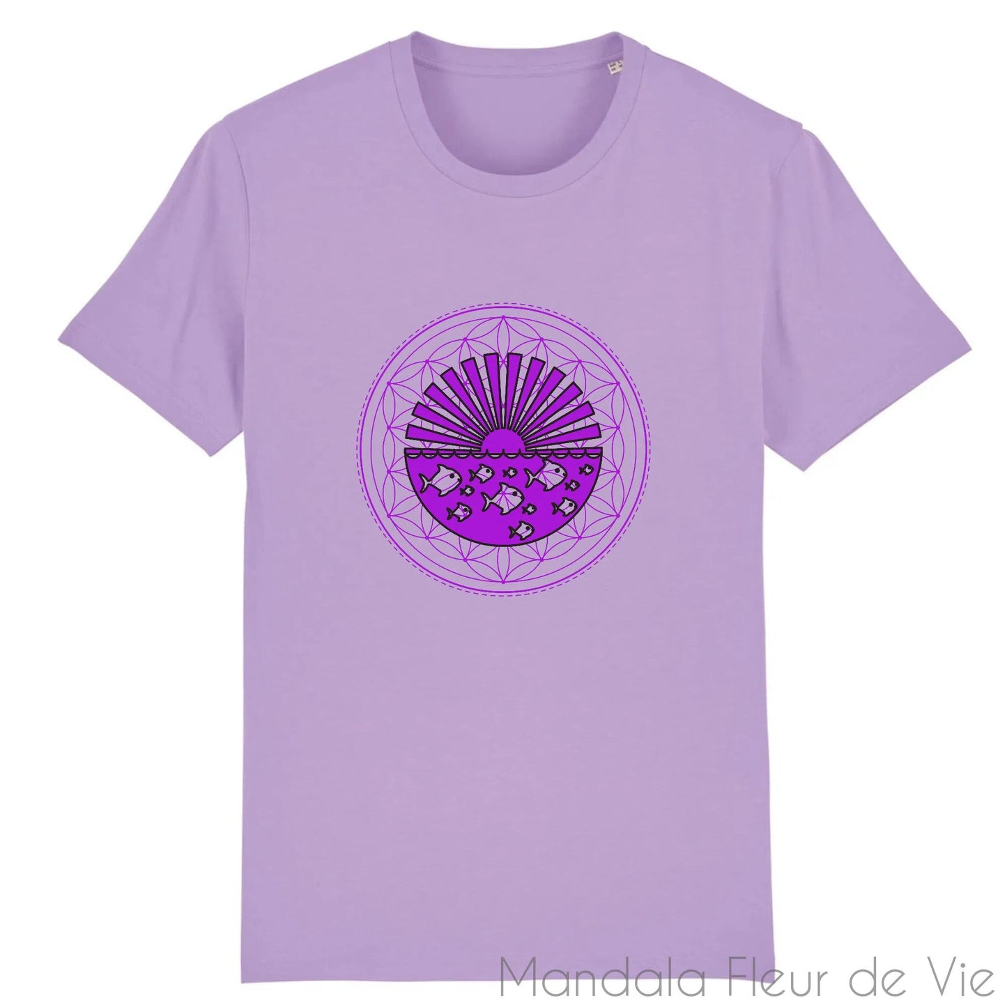 T Shirt en Coton Bio Mandala Fleur de Vie Coucher de Soleil