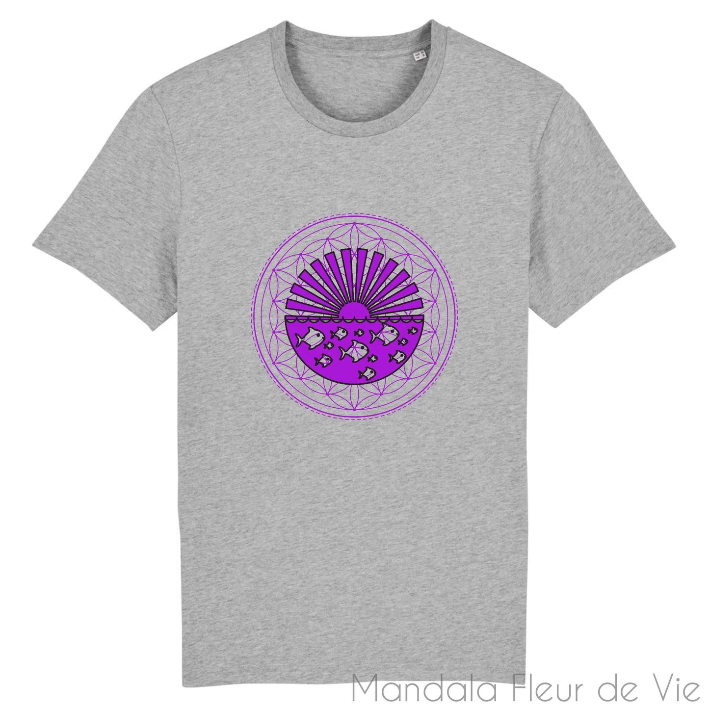 T Shirt en Coton Bio Mandala Fleur de Vie Coucher de Soleil