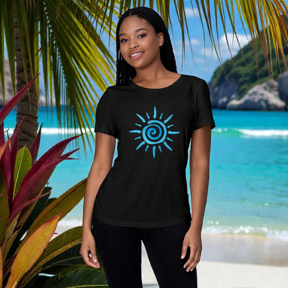 T-Shirt femme "Soleil Bleu" 