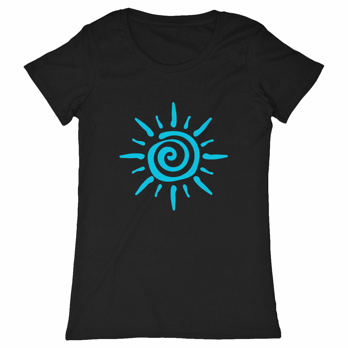 T-Shirt femme "Soleil Bleu" - face_noir
