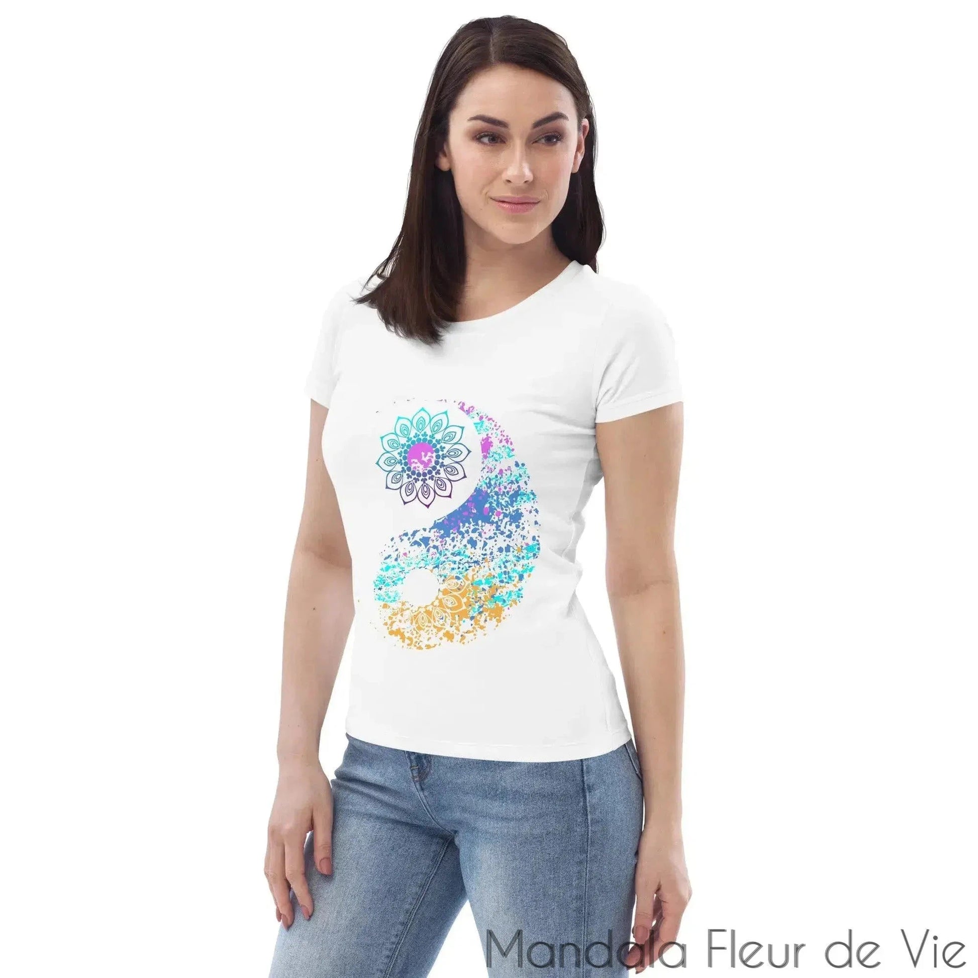 T-shirt Femme Mandala Yin Yang - Mandala Fleur de vie