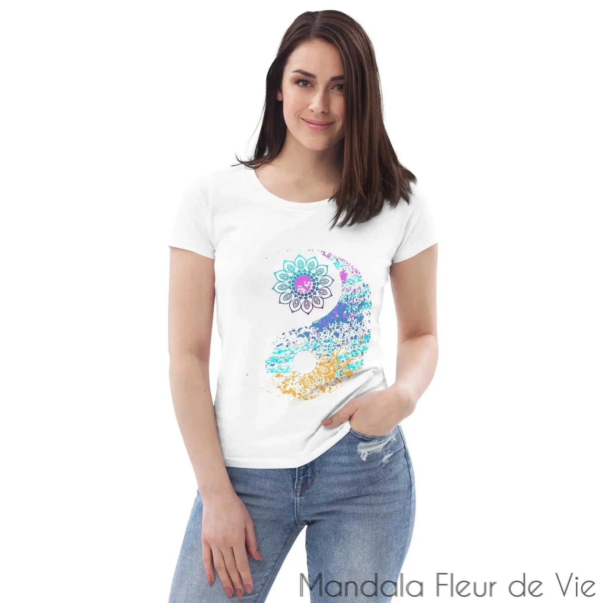 T-shirt Femme Mandala Yin Yang - Mandala Fleur de vie