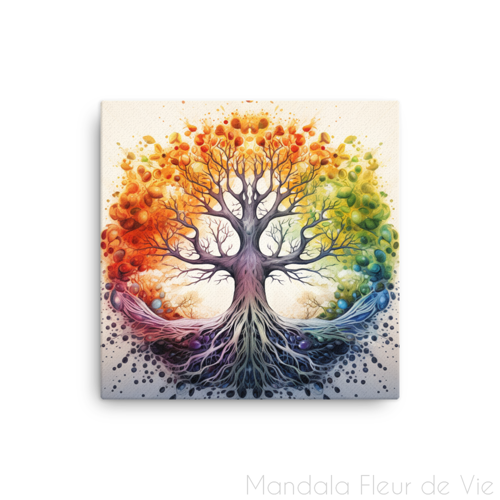 Tableau Arbre de Vie Chakras - Mandala Fleur de vie