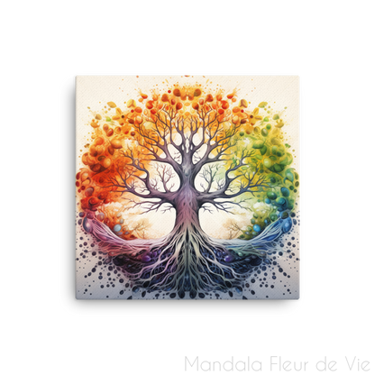 Tableau Arbre de Vie Chakras - Mandala Fleur de vie