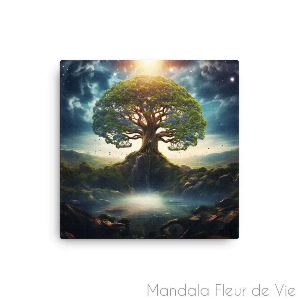 Tableau Arbre de Vie Puissance des Eléments - Mandala Fleur de vie