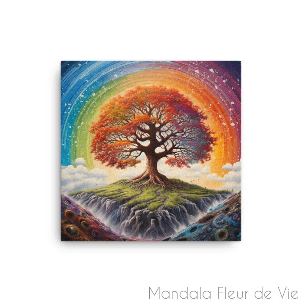 Tableau Arbre de Vie <br>Arc-en-ciel - Mandala Fleur de vie