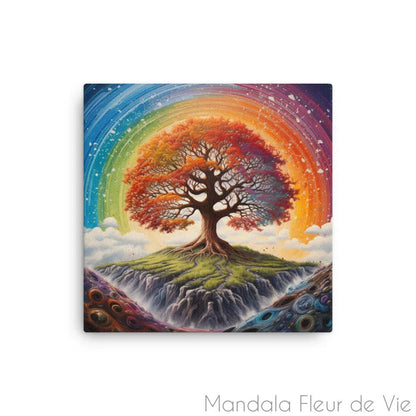 Tableau Arbre de Vie <br>Arc-en-ciel - Mandala Fleur de vie