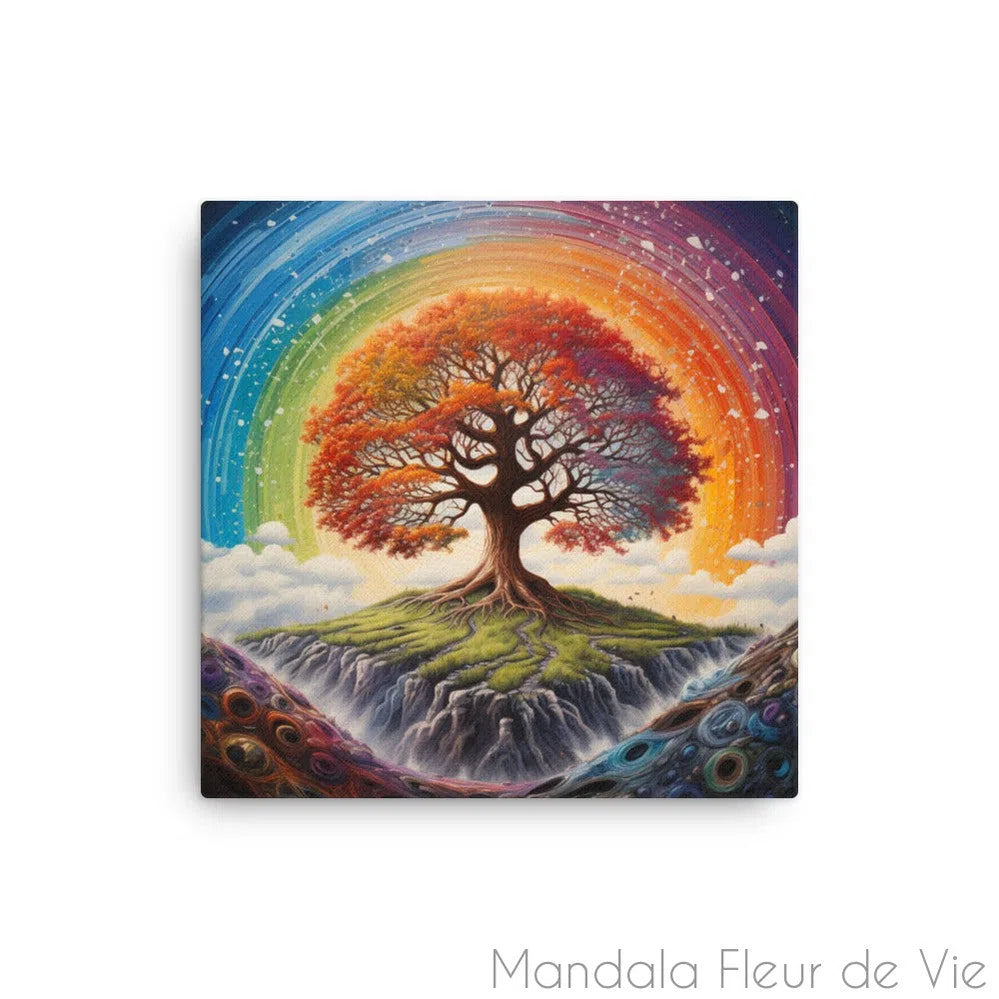 Tableau Arbre de Vie <br>Arc-en-ciel - Mandala Fleur de vie