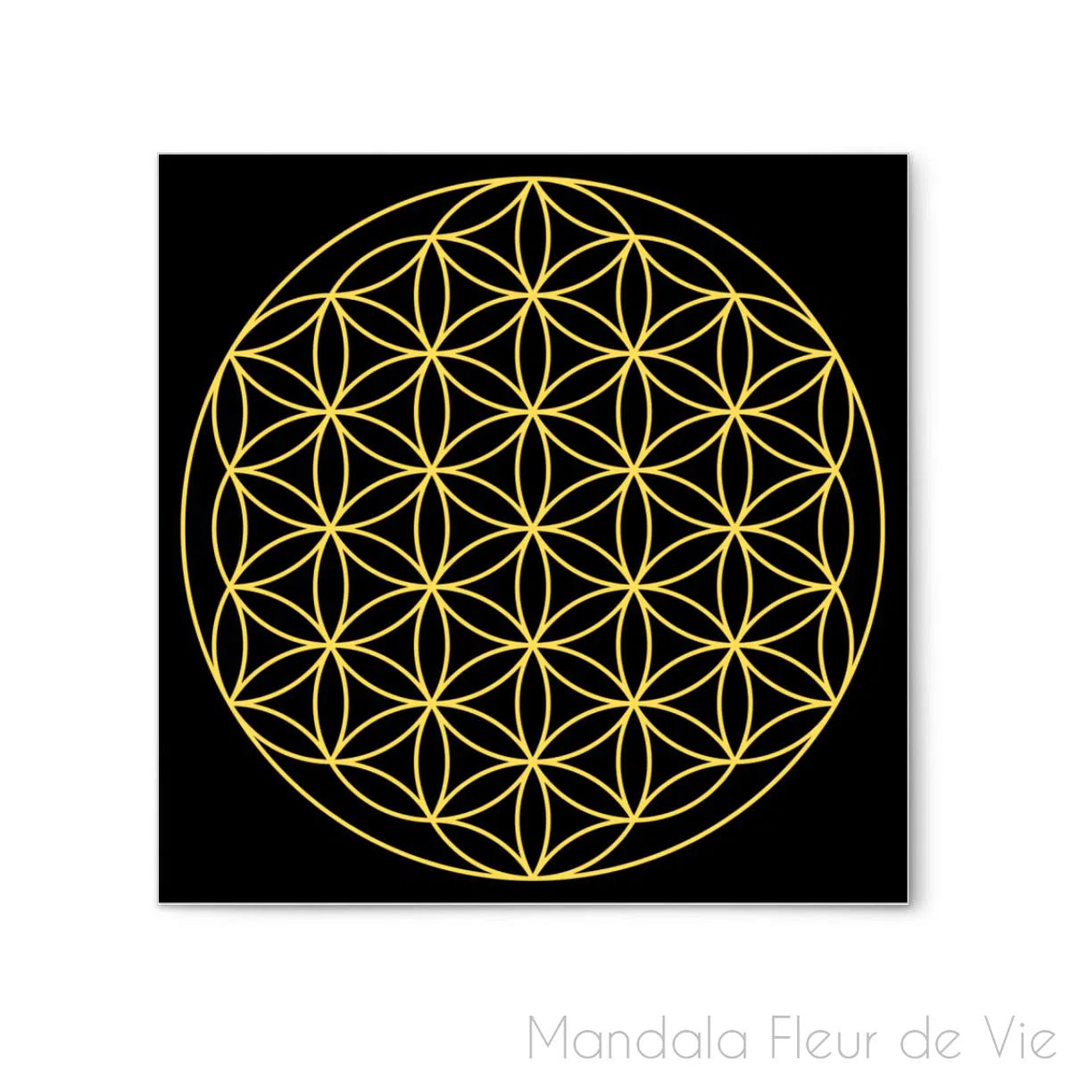 Tableau Fleur de Vie Jaune- 30x30cm - Mandala Fleur de vie