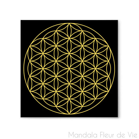 Tableau Fleur de Vie Jaune- 30x30cm - Mandala Fleur de vie