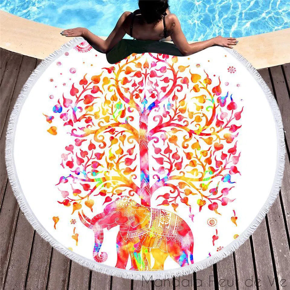 Tapis Mandala Arbre de vie Eléphant