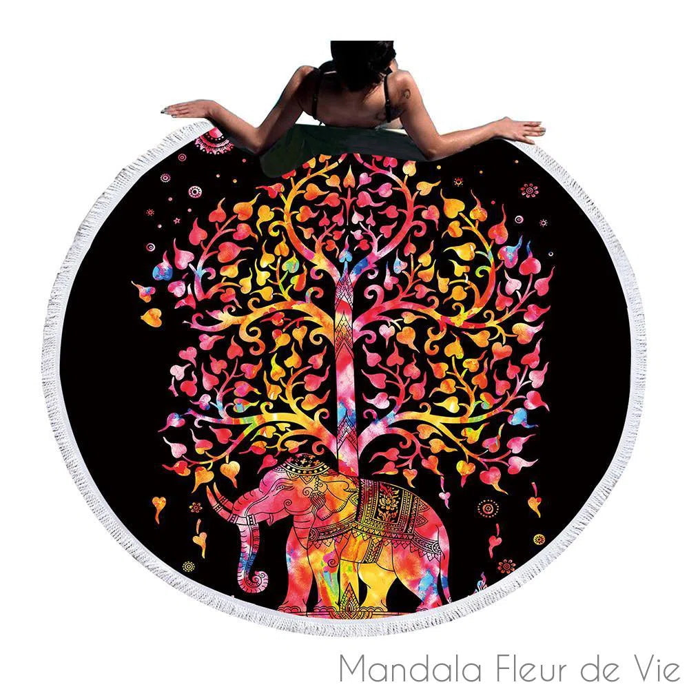 Tapis Mandala Arbre de vie Eléphant