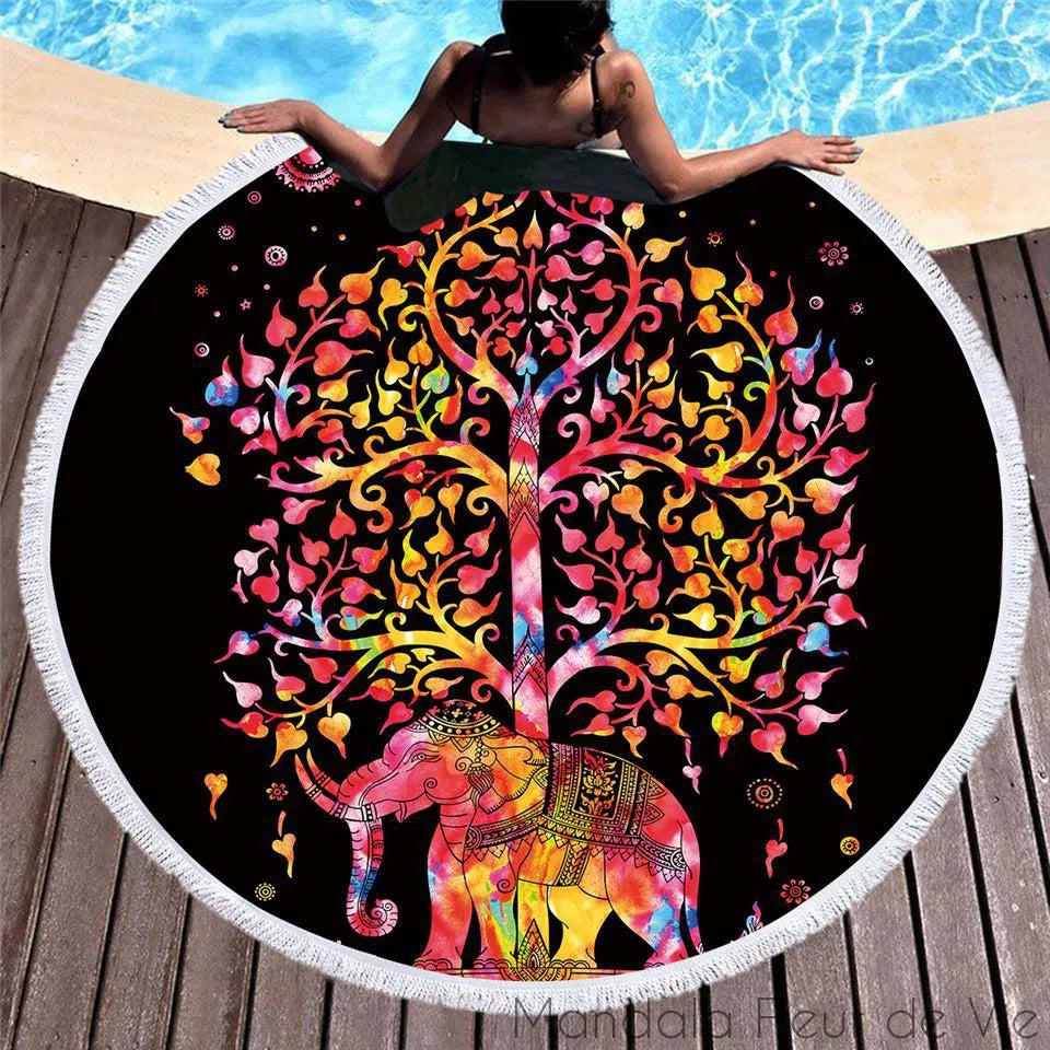 Tapis Mandala Arbre de vie Eléphant