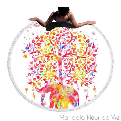 Tapis Mandala Arbre de vie Eléphant