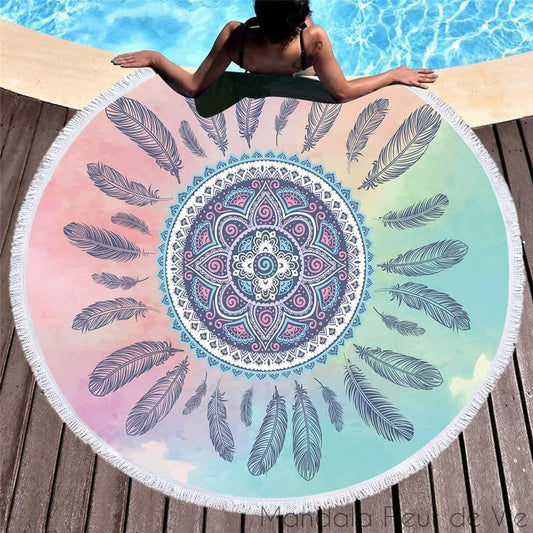 Tapis Mandala Attrape Rêves Plumes