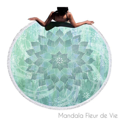 Tapis Mandala Lotus Bleu Pastel