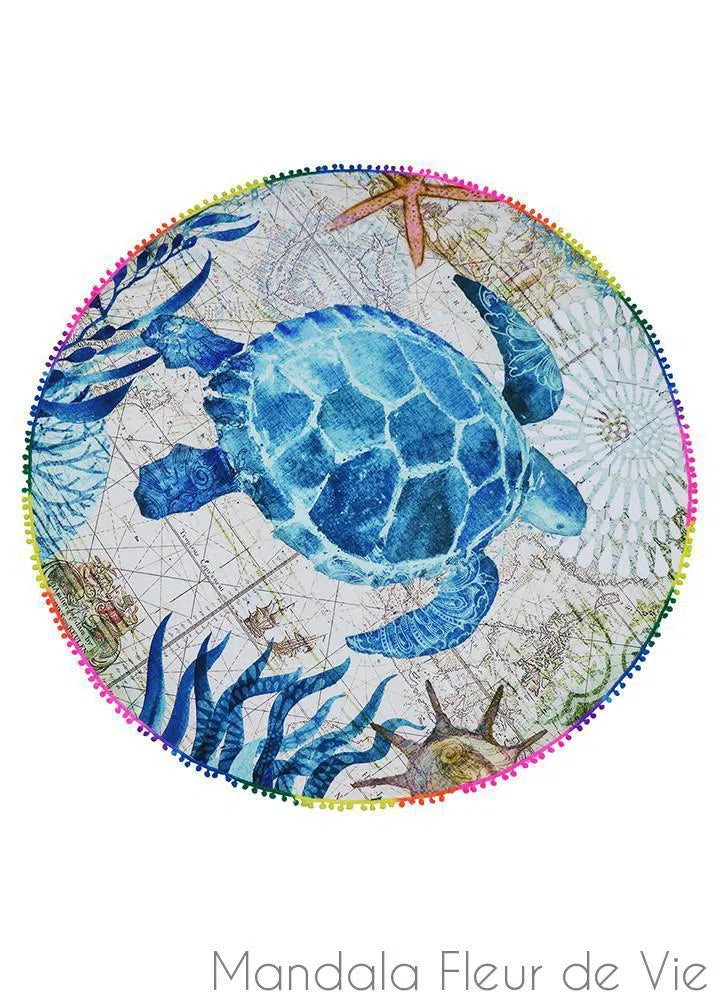 Tapis Mandala Tortue dans l'Océan