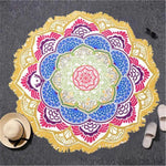 Tapis de Yoga Mandala Fleur Jaune Or