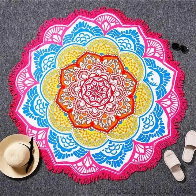 Tapis de Yoga Mandala Fleur de Lotus Rose