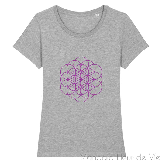Tee Shirt Femme Fleur de Vie Violette