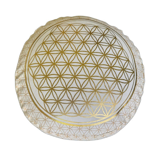 Zafu Coussin de Méditation Fleur de Vie Or Mandala Fleur de vie