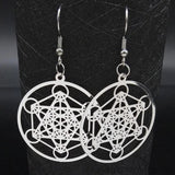 Boucles d'oreilles Cube de Métatron Mandala Fleur de vie