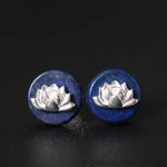 Boucles d'oreilles Mandala Lotus <br> Lapis Lazuli Mandala Fleur de vie